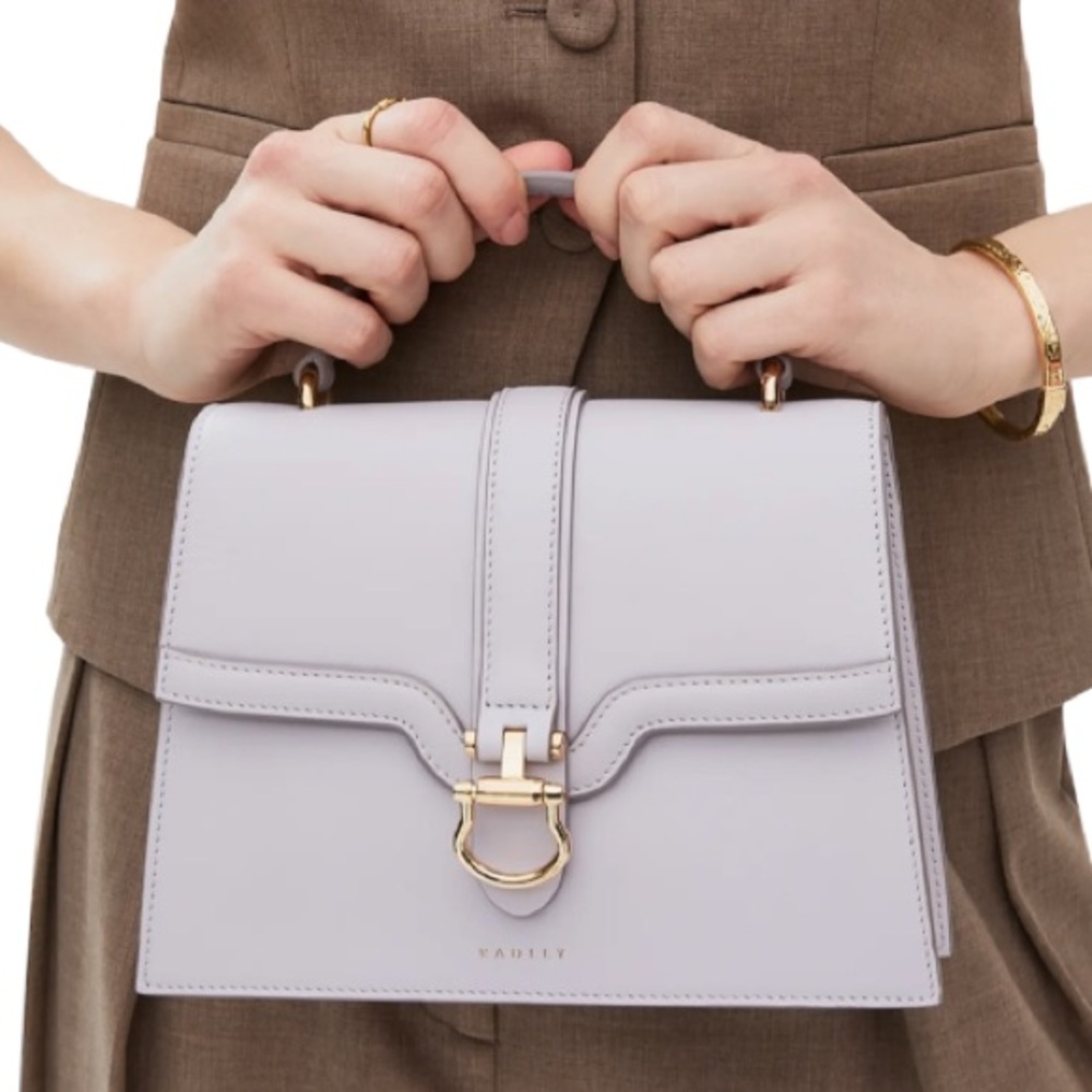 RADLEY LONDON - LAVENDER SOFT LEATHER KENTUCKY DERBY SMALL FLAPOVER SATCHEL BAG - Picture 6 of 7